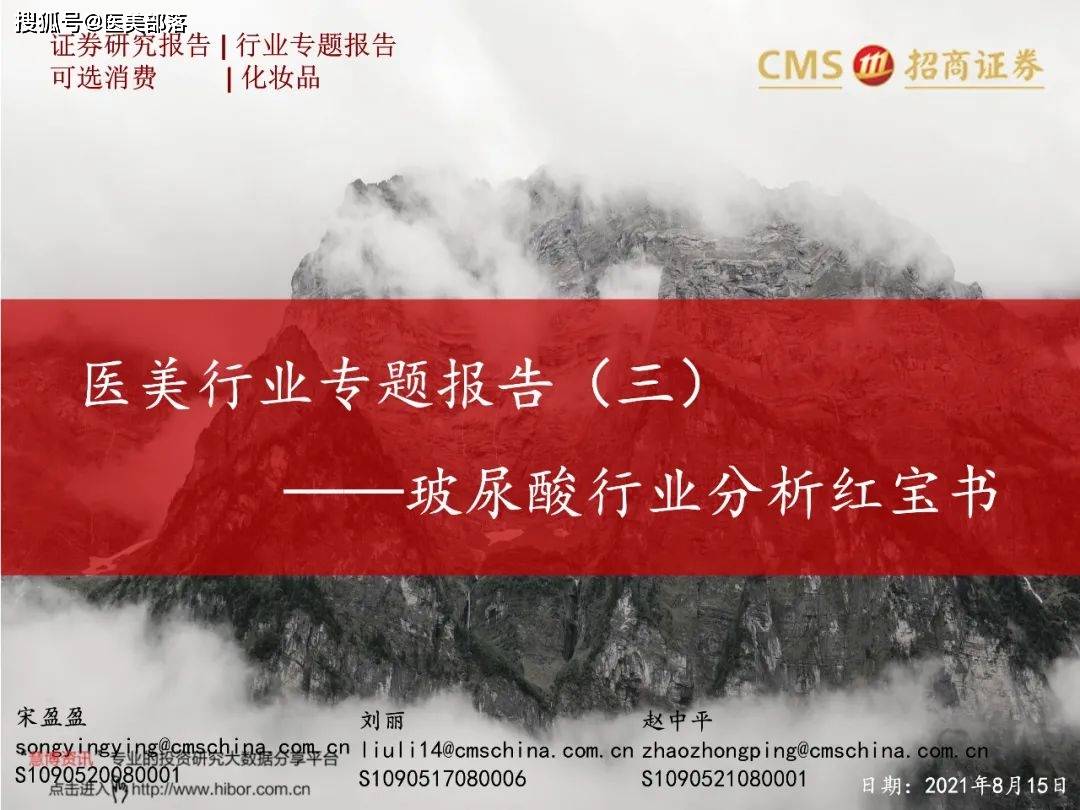 医美报告：《玻尿酸行业分析红宝书》