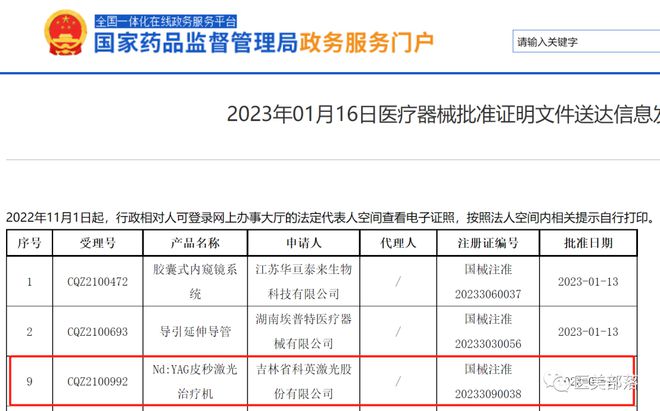 科英激光：国内首个"皮秒"激光治疗机正式获批上市