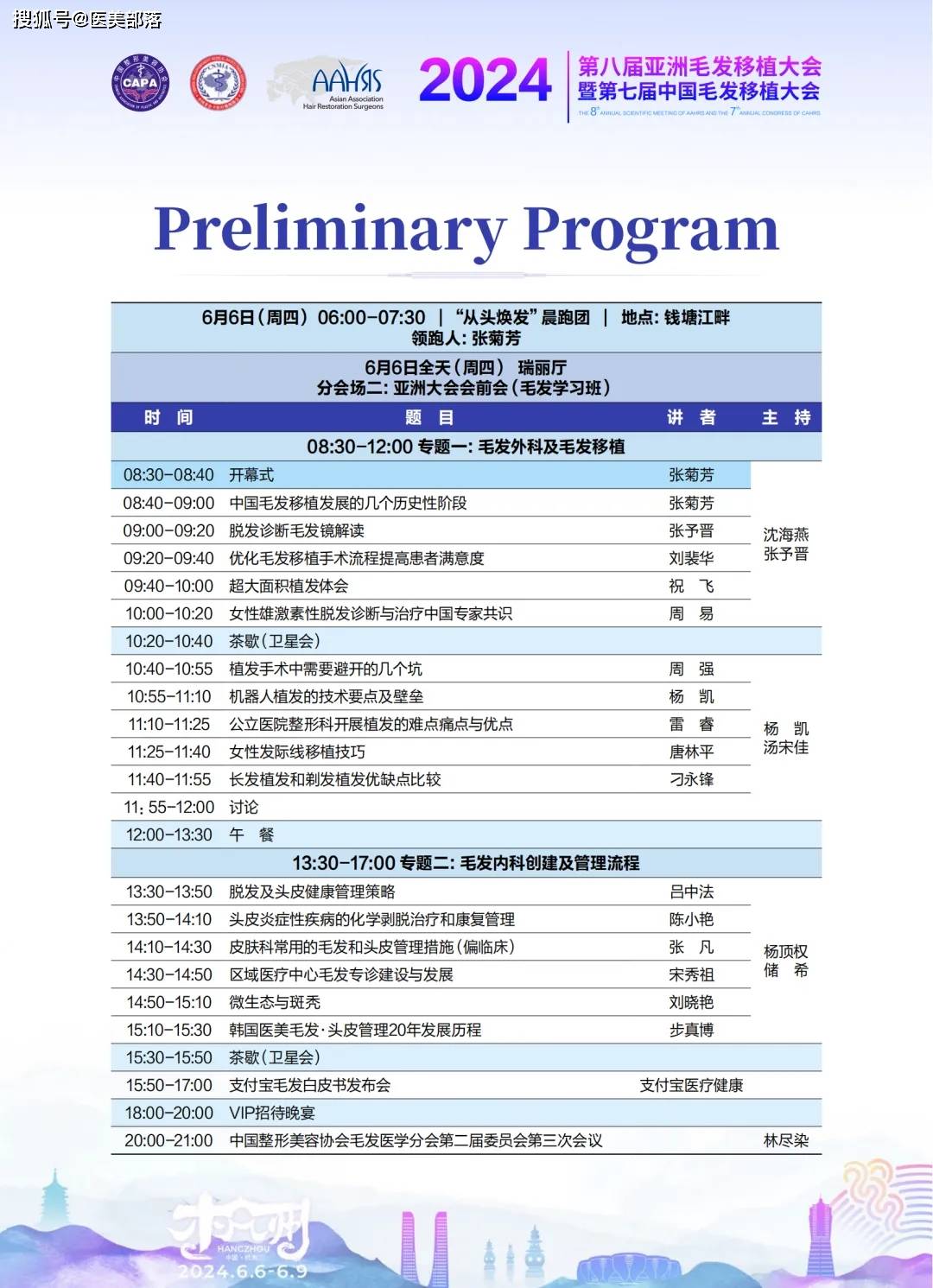 AAHRS：第八届「亚洲毛发移植大会」将于6月6日-9日在杭州举办