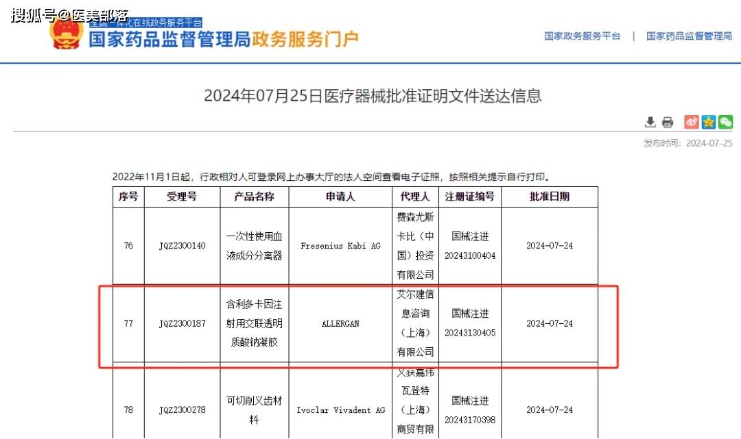 艾尔建美学：旗下「下颌轮廓」玻尿酸乔雅登「朔颜」正式获批 