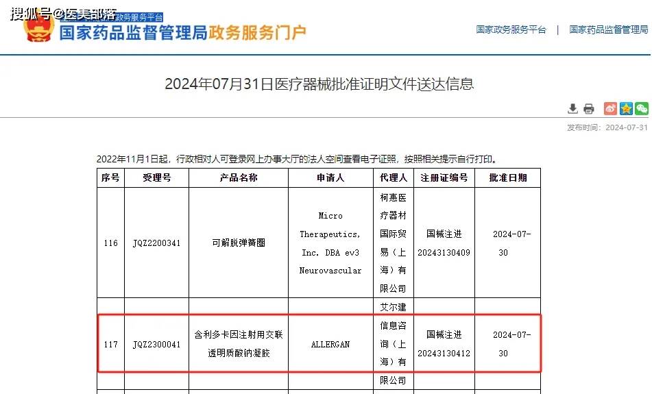 艾尔建美学：旗下「第7款」玻尿酸「乔雅登越致」正式获批 