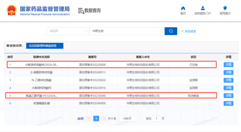 华熙生物 | 旗下两款「化妆品」新原料「注销备案」