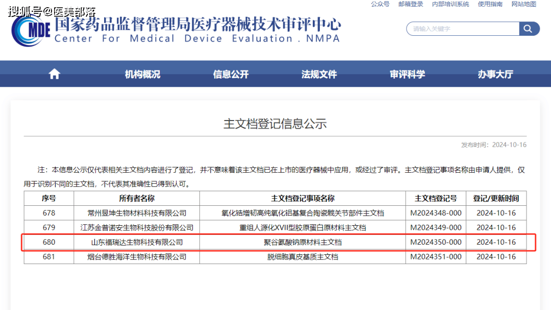 福瑞达 | 国内首个「聚谷氨酸钠」原材料完成「医疗器械」主文档登记 