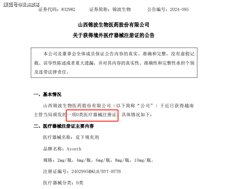 锦波生物 | 旗下「首个境外」重组Ⅲ型胶原蛋白「皮下填充剂」越南获批