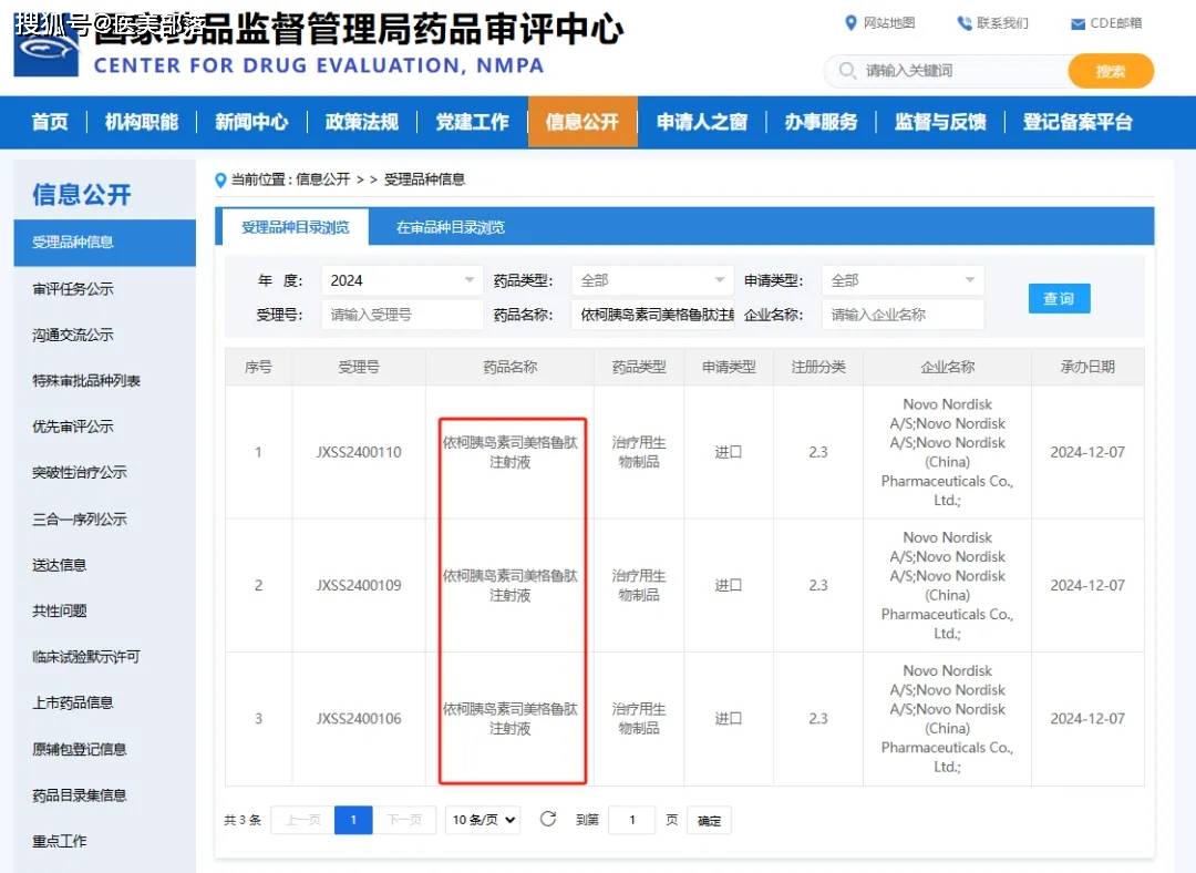 诺和诺德 | 全球首个「依柯胰岛素+司美格鲁肽」周制剂「降糖版」国内获受理