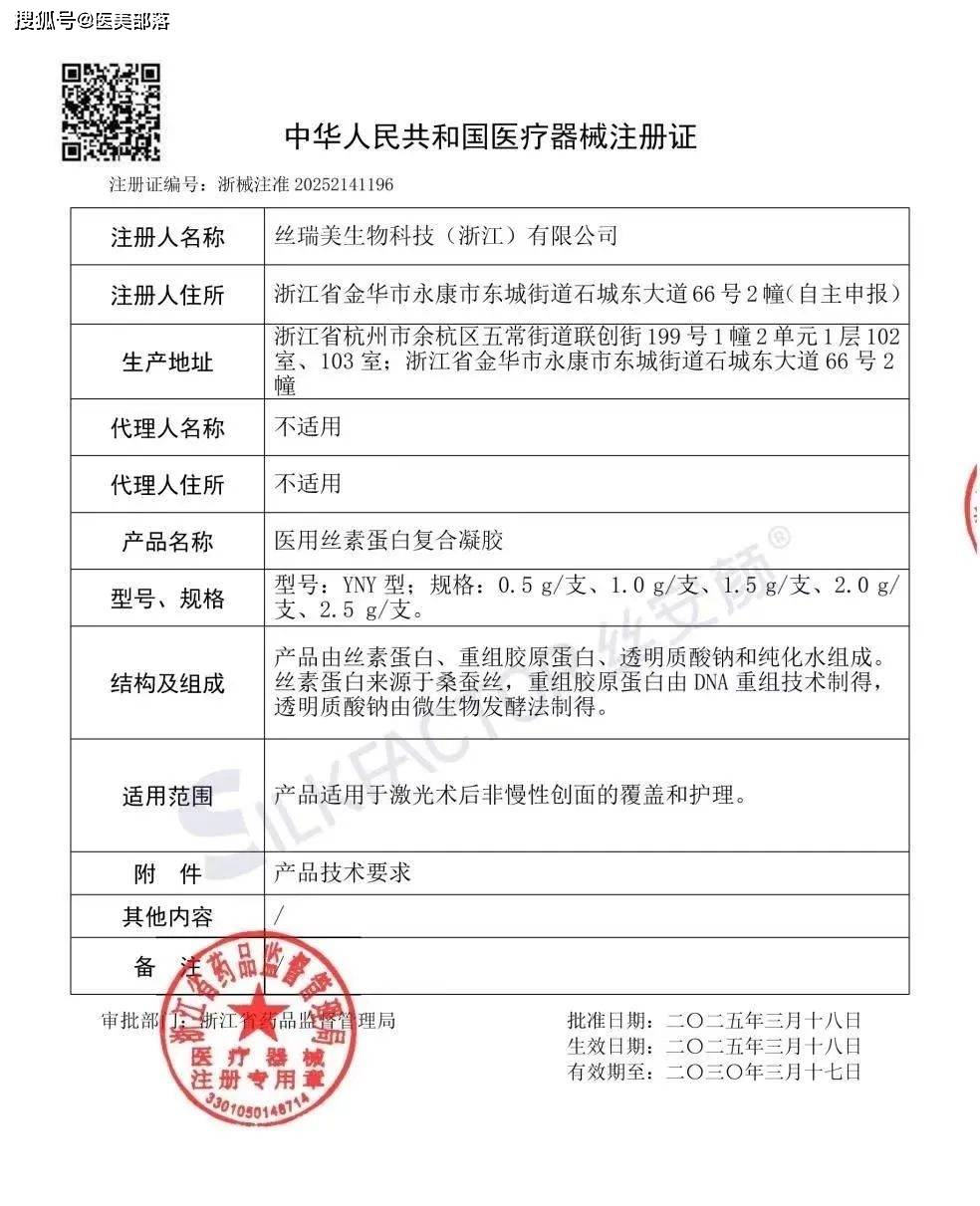 星月生物 | 旗下二类「丝素蛋白+重组胶原蛋白+透明质酸」正式获批 