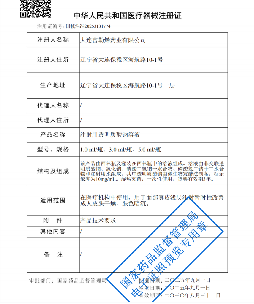 富勒烯 | 国内「第6款」玻尿酸「水光针」正式获批